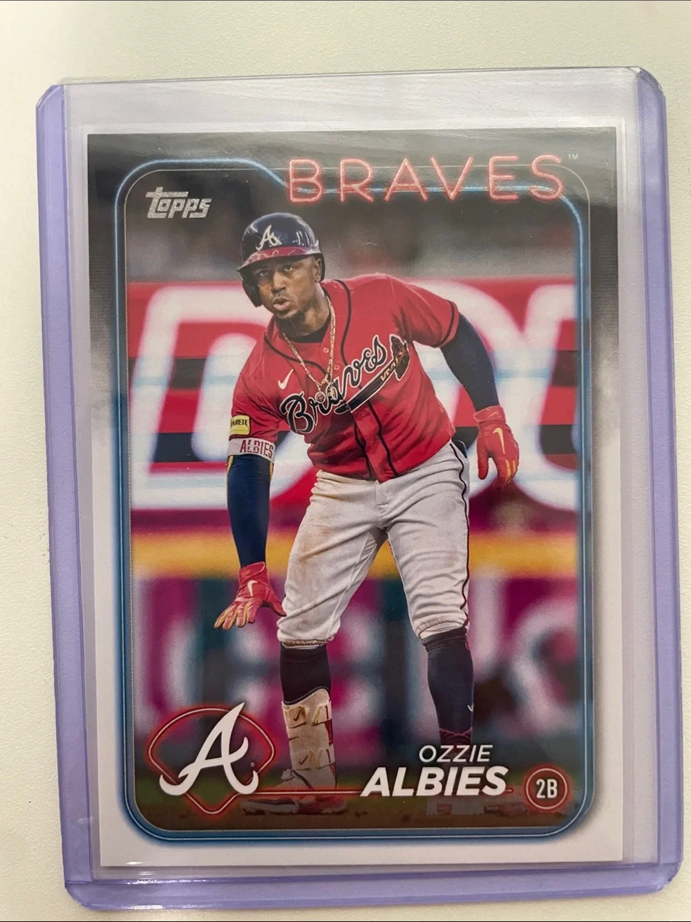 Topps Braves Baseball Cards - Purple Sleeves, Red & White Uniforms - Picture 5 of 6